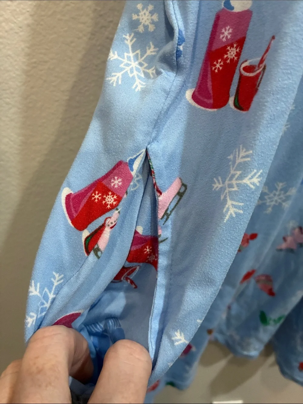 Joyspun Light Blue Holiday Winter Print Super Soft Nightgown with pockets